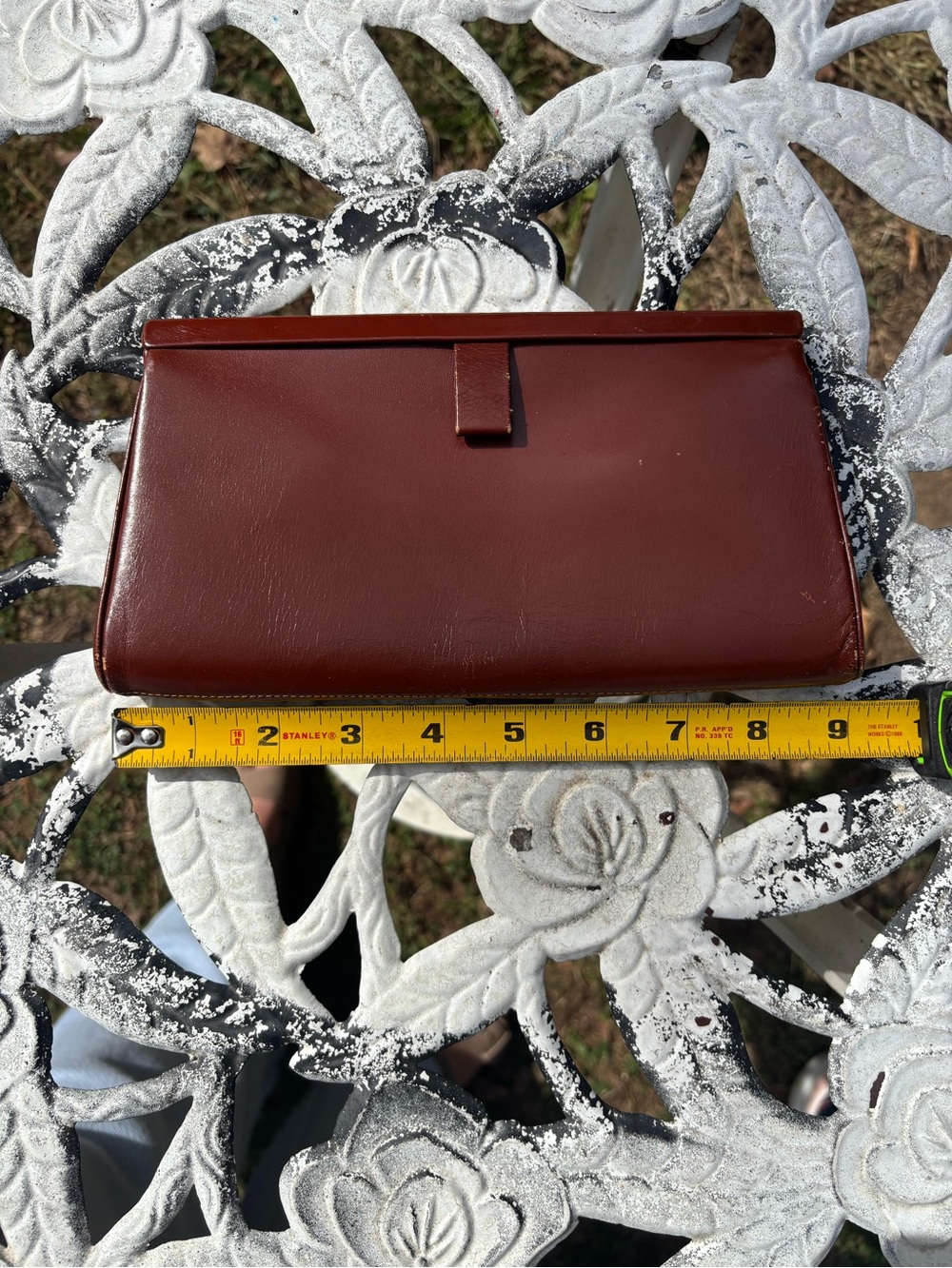VTG 1950s Bobbie Jerome Burgundy Leather Mid Century Clutch Bag